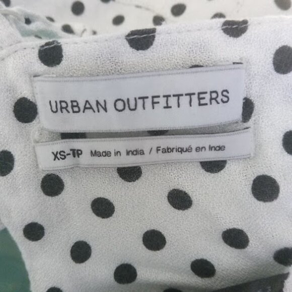 URBAN OUTFITTERS | Black + White Polka Dot Sweetheart Lace Up Crop Top Retro XS - Picture 9 of 12